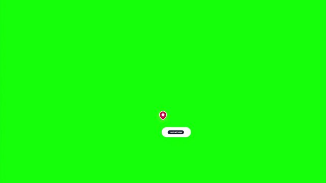Location Pin Map Marker Animation with Blank Text Label Bar Minimalist Flat Design Motion Graphic Green Screen Chroma Key Lower Third for Map Navigation Overlay