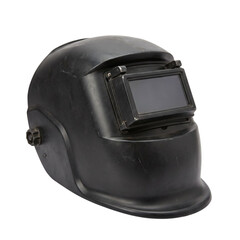 Fototapeta premium Black Welding Mask Helmet Isolated on Transparent Background