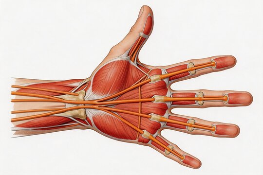 Anatomical illustration of human hand muscles