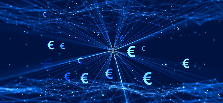 euro signs in shiny light