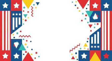 Fototapeta premium Abstract Patriotic Geometric Pattern with Stars and Stripes.