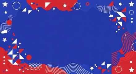 Obraz premium Abstract Patriotic Background with Geometric Shapes and Stars.