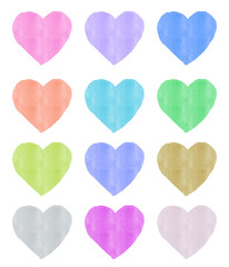 Fototapeta premium Watercolor Heart Clipart Set – Multicolor Pastel Collection