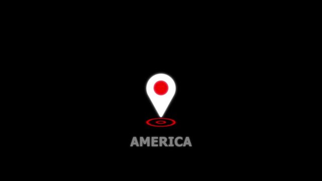 Smart City GPS Tracking Animation with Floating Map Pin  Wave Animation in America Location .