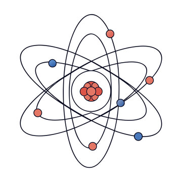 Illustration of a lithium atom with protons, neutrons, and orbiting electrons. A clean science design ideal for chemistry lessons, textbooks, posters, and education.
