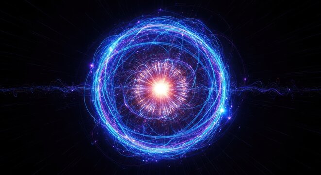Vibrant Electric Blue Energy Circle Light.