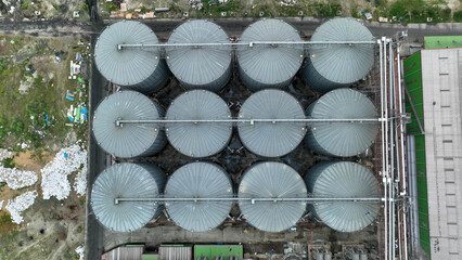 Grain silos aerial view storing agricultural harvest © Toufiqul