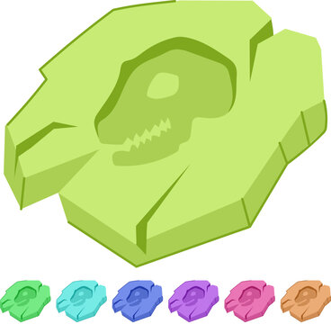 dinosaur fossil cartoon. amber trilobite, petrified sedimentary, carbon imprint dinosaur fossil sign vector