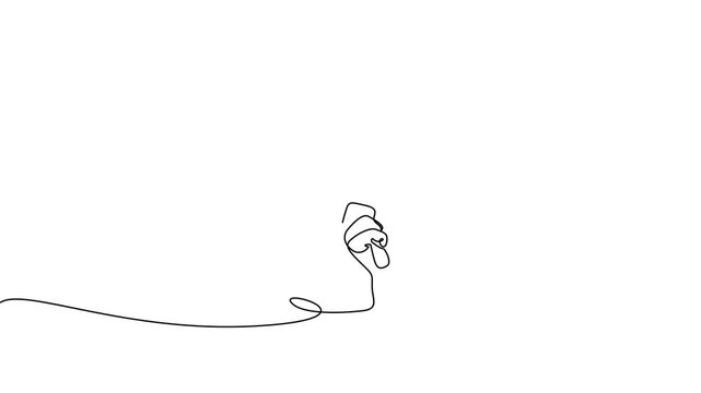 Hand holding spoon line art animation in progressive continuous one line drawing style