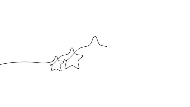 Five star rating line art animation in progressive continuous drawing style