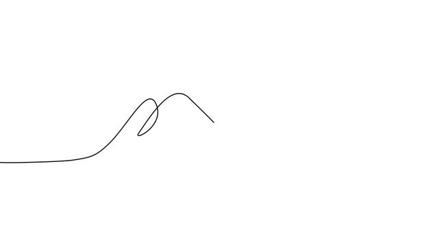 Mountain landscape line art animation in progressive continuous one line drawing style