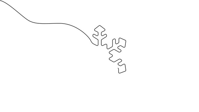 Snowflake line art animation in progressive continuous drawing style