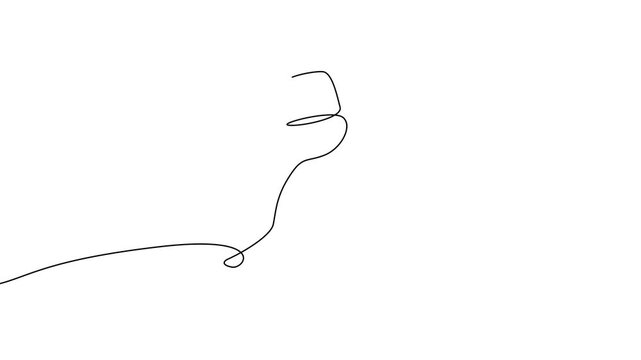Hand holding wine glass line art animation in progressive continuous style
