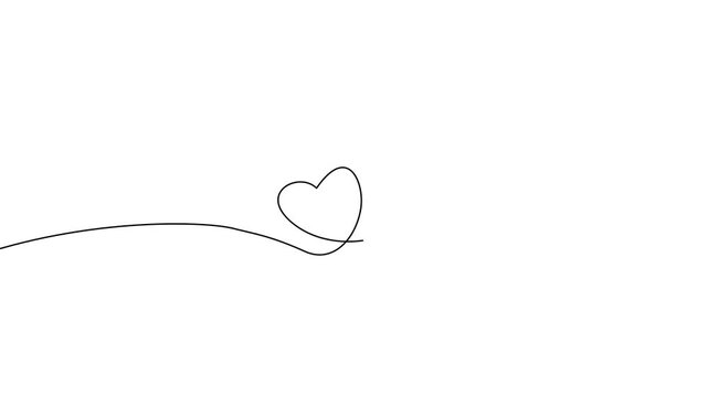 Connected hearts line art animation in progressive continuous one line style
