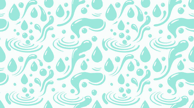 Water Splash and Drops Seamless Pattern