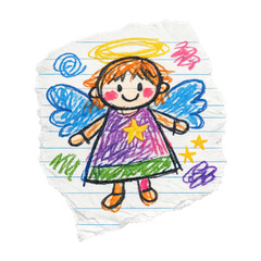 Obraz premium PNG Colorful childlike angel drawing.