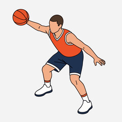 Fototapeta premium Man playing basketball with ball.
