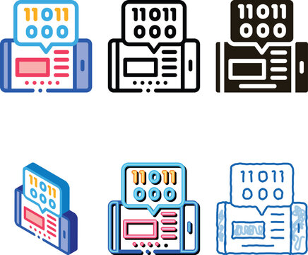 phone app binary code mix icon vector. phone app binary code sign. isolated contour symbol