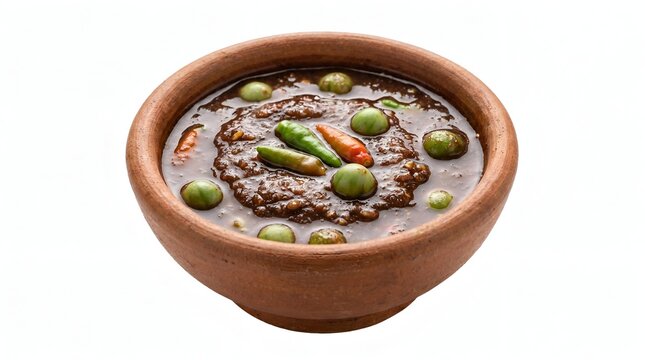 Thai Shrimp Paste Chili Dip (Nam Prik Kapi) Isolated on White