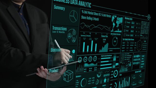 A professional setting showcasing business data analytics with interactive charts and visualizations, emphasizing insights for strategic decision-making and growth opportunities. Cipher