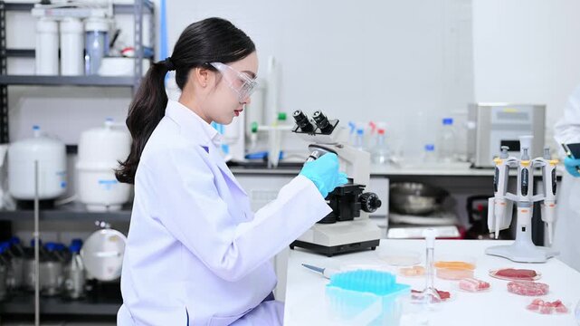 Food science as lab scientists test and analyze vegetables for safety and quality using advanced technology