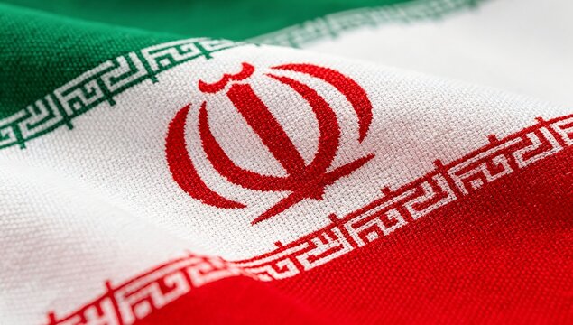 Iran Flag Close Up with Detailed Fabric Texture