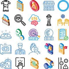 Fototapeta premium Set of various conceptual icons representing themes such as business, finance, sports, law, beauty, and safety, illustrating diverse professional and personal aspects