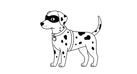 Fototapeta premium Dalmatian Dog Superhero Costume, Black Mask, Cute Cartoon Animal Character
