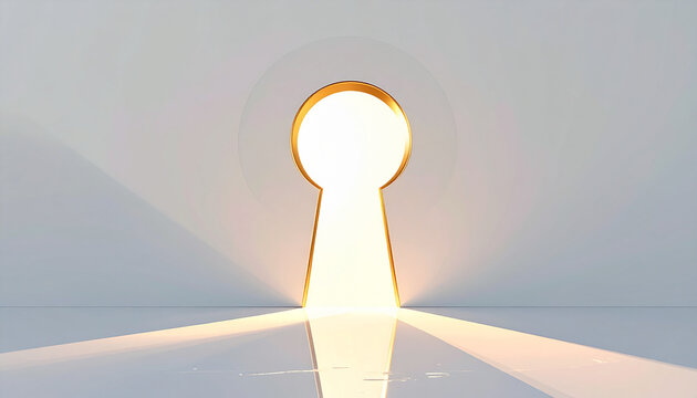 Bright keyhole with light shining through