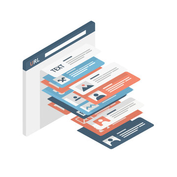 Layers of website design templates stack.