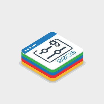 Colorful software development technology icon.