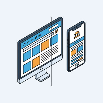 Responsive website design on devices.