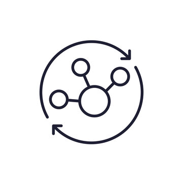 bioavailability line icon with molecule and arrows