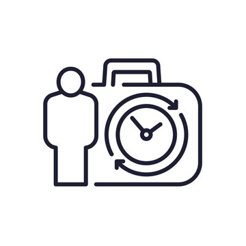 flexible working hours line icon with employee, time management and work
