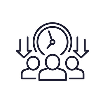 reduce work hours line icon with workers