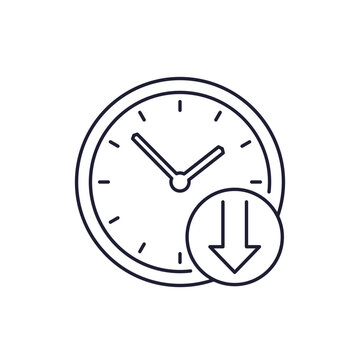 reduce work hours line icon with clock and arrow