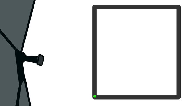 An electronic or mechanical lever switches down and back up. When the system is off, a red light on the frame flashes, and when activated, a green light.