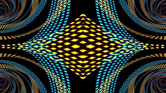 Orange and Blue Neon Funnel Kaleidoscope Background VJ Loop in 4K