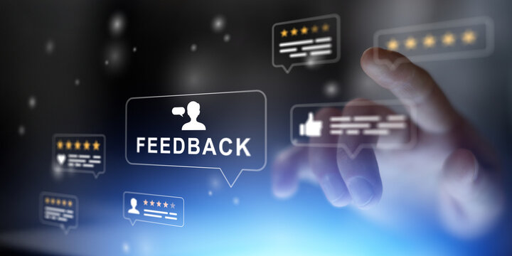 Customer Feedback Review Interface with Digital Rating Icons on Touchscreen Display.