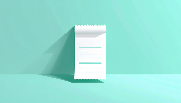 receipt paper with lines for writing on isolated background
