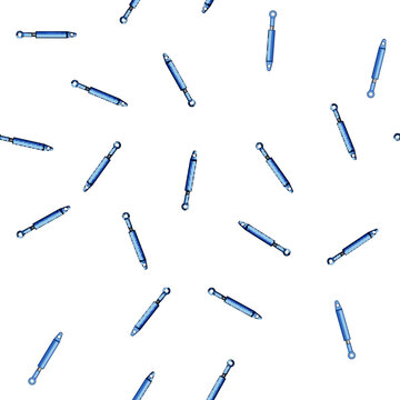 pattern Blue hydraulic cylinder mechanism with a piston rod and attachment points providing power for lifting, pushing, or pulling in industrial machinery and automotive applications