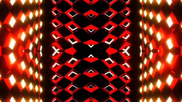 Red and White Locked Up in Cubic Kaleidoscope Background VJ Loop in 4K