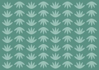  Seamless repeating pattern with tonal sage green lotus motifs on dark green background. © Neslihan