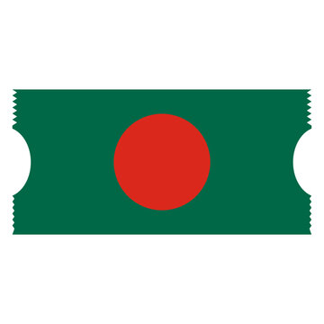Bangladesh Red ticket stub with jagged edge