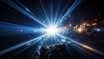 Cosmic light burst space scene