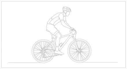 Obraz premium Cyclist Riding Mountain Bike on Trail