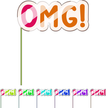 2023 photo booth prop cartoon. carnaval birthday, hair party, funny congratulation 2023 photo booth prop sign colorful illustration