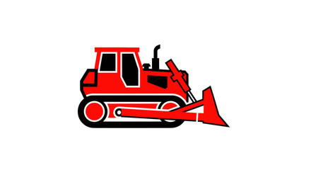Red bulldozer illustration on a white background © hana