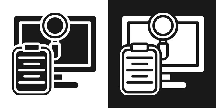 Course Evaluation Icon In Black And White Glyph Style