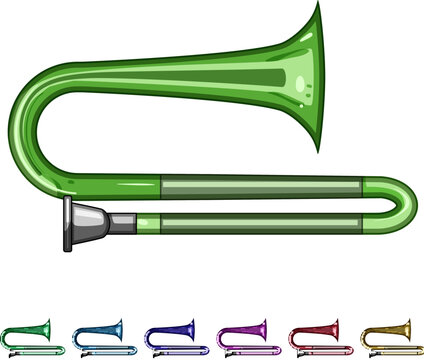 stemware trombone cartoon. bordeaux chardonnay, merlot pinot, cabernet zinfandel stemware trombone sign colorful illustration